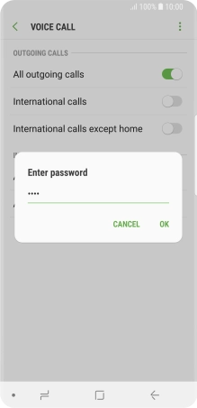 Key in your barring password and press OK. The default barring password is 0000.