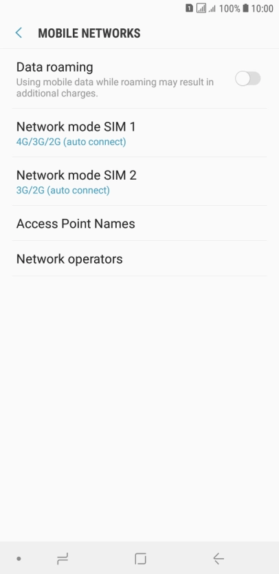 Press Network mode ‹SIM›.