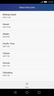 Press the required time zone.