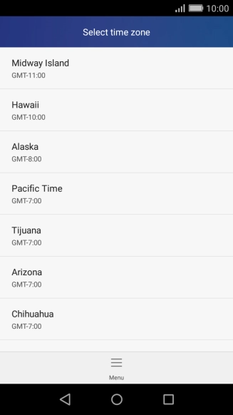 Press the required time zone.