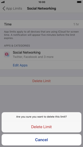 Press Delete Limit.