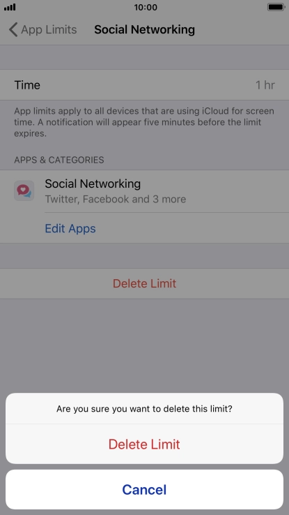 Press Delete Limit.
