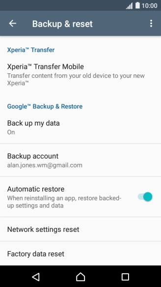 Press Factory data reset.