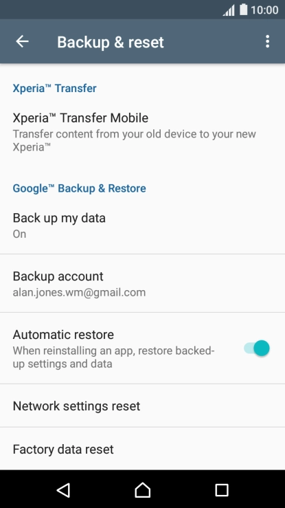 Press Factory data reset.