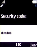 Key in the phone lock code (default is 12345) and press the Navigation key. Wait a moment while the factory default settings are restored.