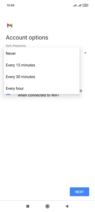 Press the required setting.