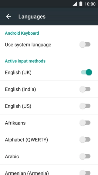 Press the required language to add it.