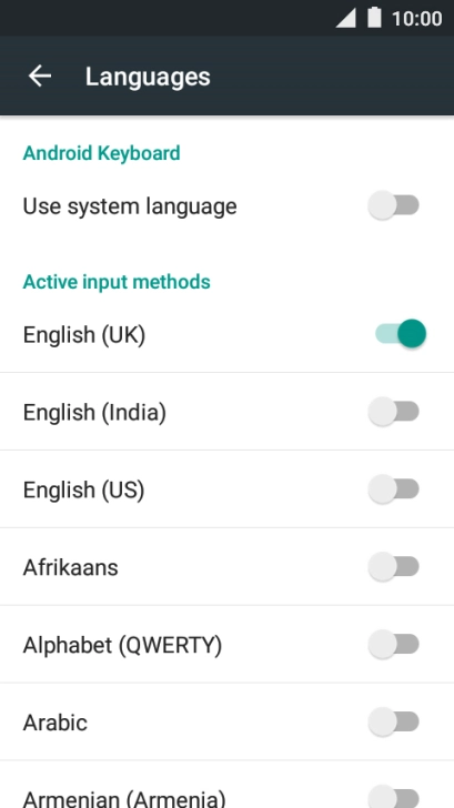 Press the required language to add it.
