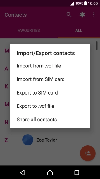 Press Import from SIM card.