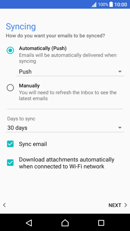 Press Sync email to turn on the function.