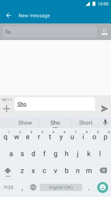The word suggestions are displayed as you write. Press the required word to insert it.