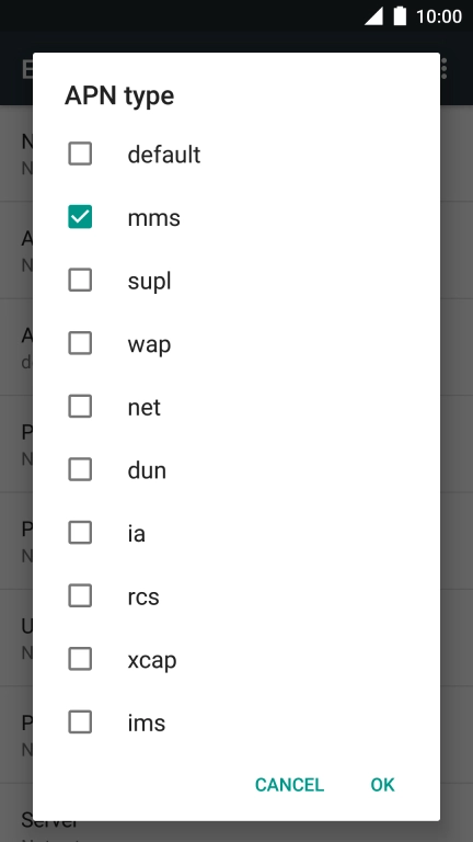 Make sure only mms is selected.
