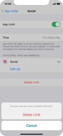 Press Delete Limit.