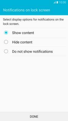 Press the required setting.