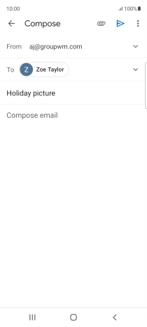 Press the text input field and write the text for your email message.