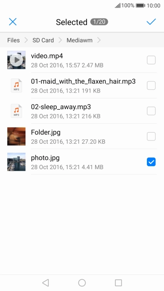 Press the confirm icon.