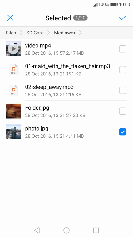 Press the confirm icon.