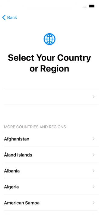 Press the required country or area.