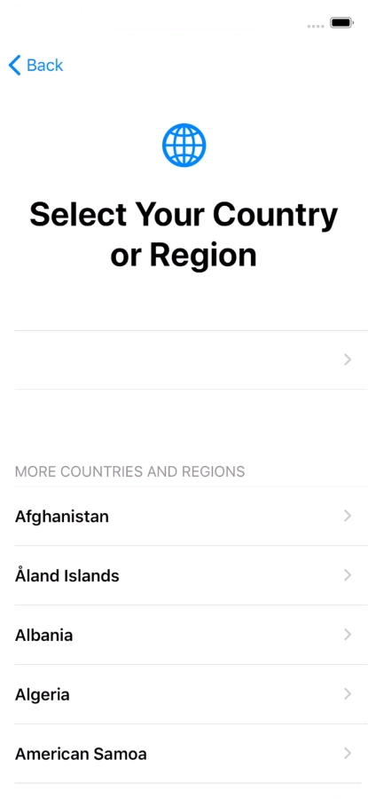 Press the required country or area.