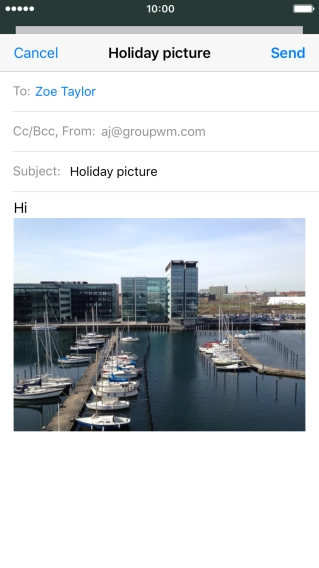 Press Send when you've finished your email message.