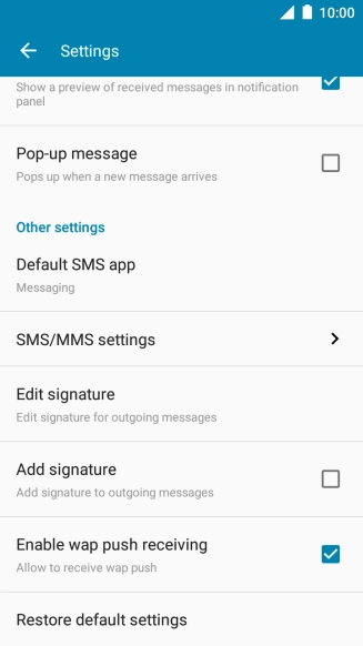 Press SMS/MMS settings.