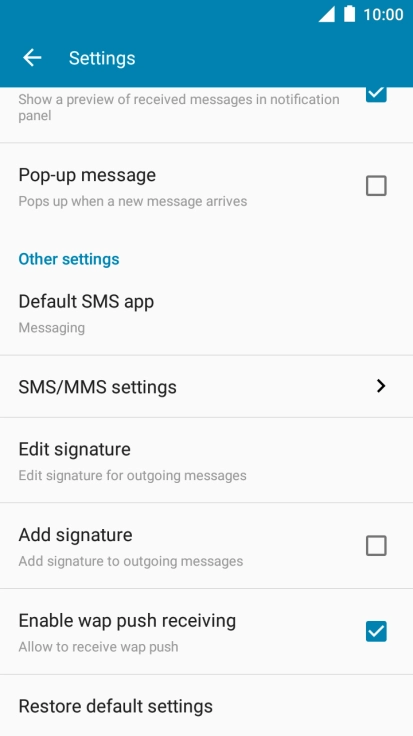 Press SMS/MMS settings.