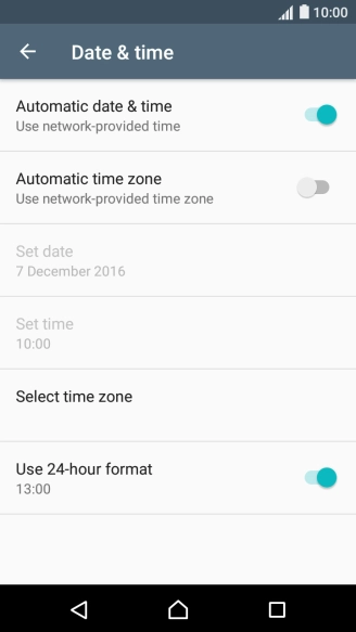 Press Automatic time zone to turn on the function.