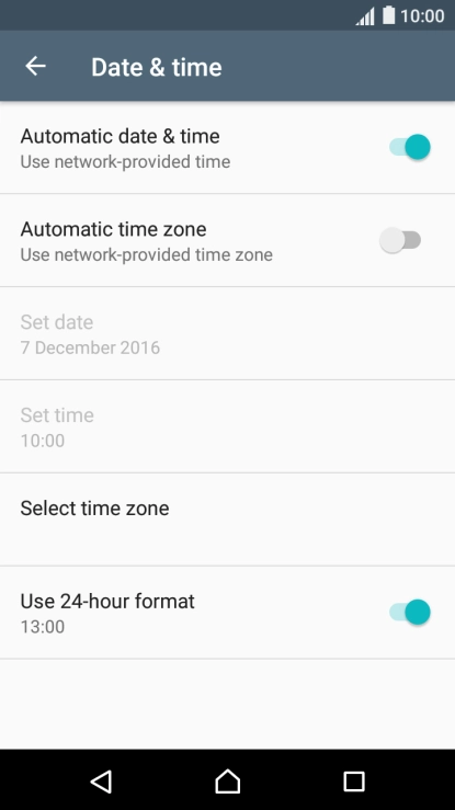 Press Automatic time zone to turn on the function.