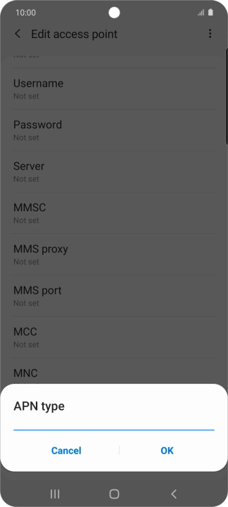 Key in default and press OK.