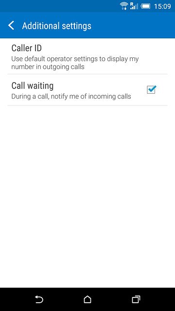 The current settings are displayed.Press Call waiting to turn the function on or off.