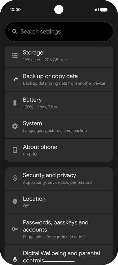 Press Passwords, passkeys and accounts.
