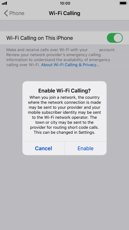 If you turn on the function, press Enable.