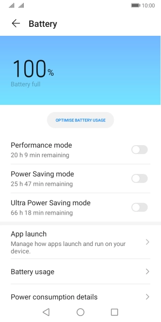 Press the indicator next to the required setting to turn on the function.