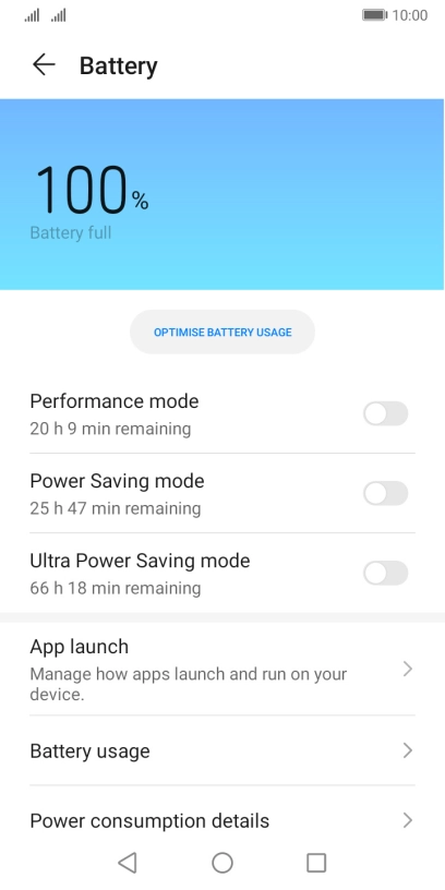 Press the indicator next to the required setting to turn on the function.