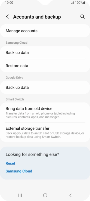 Press Manage accounts.