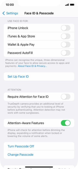 Press Turn Passcode Off and key in the phone lock code.
