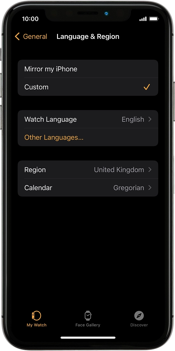 On your phone: Press Watch Language.
