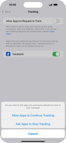 If you turn off the function, press the required setting.