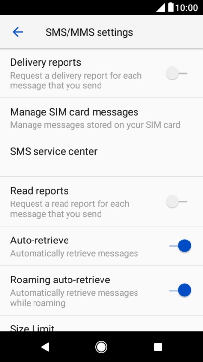 Press SMS service center.