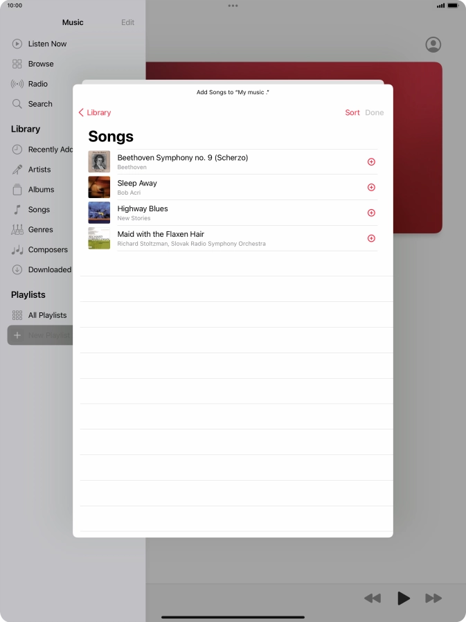 Go to the required category and press the required audio file.