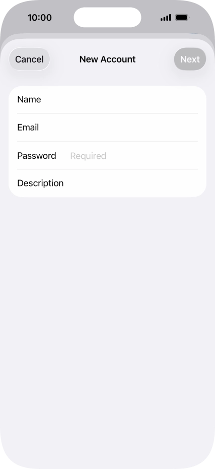 Press Password and key in the password for your email account.