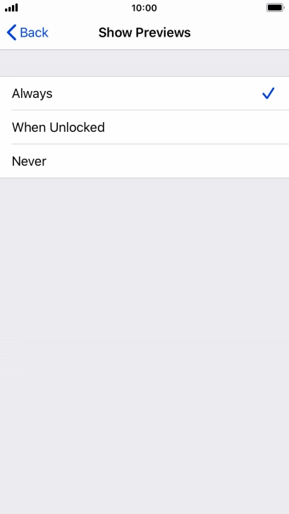 To select notification preview on the lock screen, press Always.