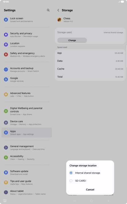 Press the name of the memory card.