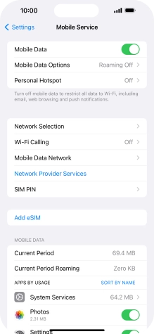 Press Mobile Data Options.