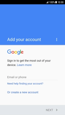 If you don t have a Google account, press Or create a new account and follow the instructions on the screen to create an account.