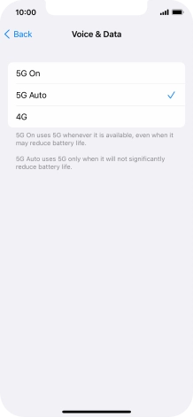 To turn on use of 5G primarily, press 5G On.