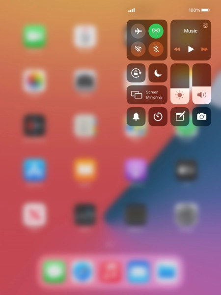 Press the required function to open an application or turn the function on or off.