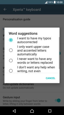 Press I never want to have any words or letters replaced.