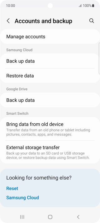 Press Manage accounts.