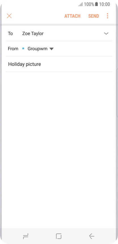 Press the text input field and write the text for your email message.